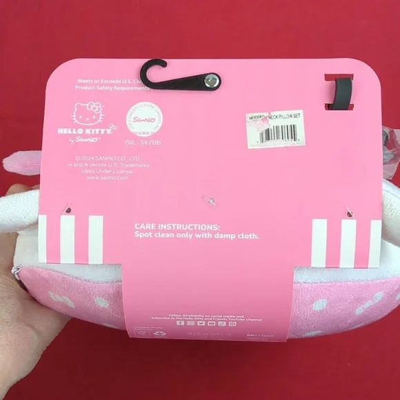 Hello Kitty Pink and White Hooded Neck Pillow Memory Foam - Picture 10 of 12